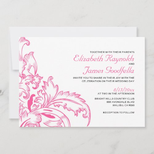 Pink Flourish Wedding Invitations