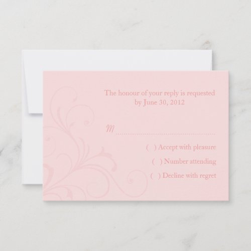 Pink Flourish Wedding RSVP Reply Card