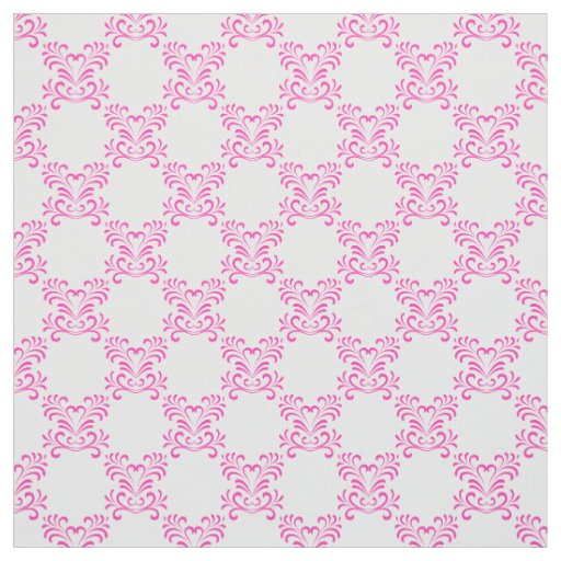 Pink Flourishes on White | Pretty Fabric
