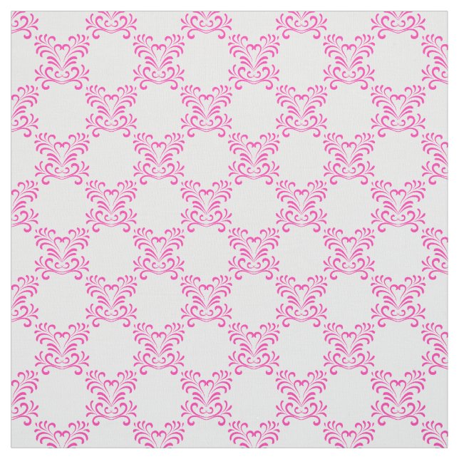 Pink Flourishes on White | Pretty Fabric (Swatch)