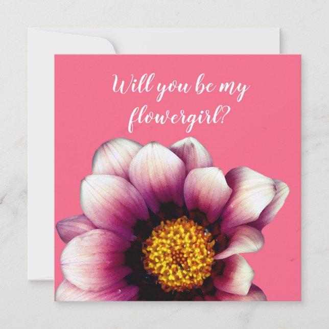 Pink Flowe ,  Will you be my flowergirl card (Front)
