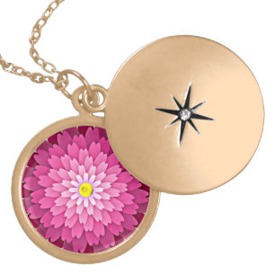 Pink Flower-64655 Gold Plated Necklace