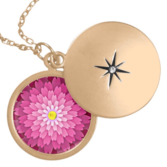 Pink Flower-64655 Gold Plated Necklace (Front)
