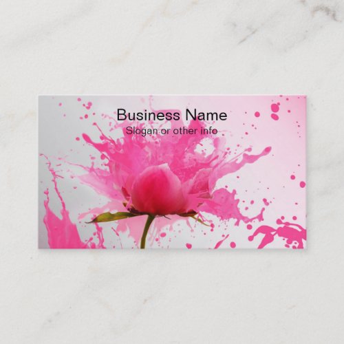 Pink Flower Abstract Paint Splatter Business Card