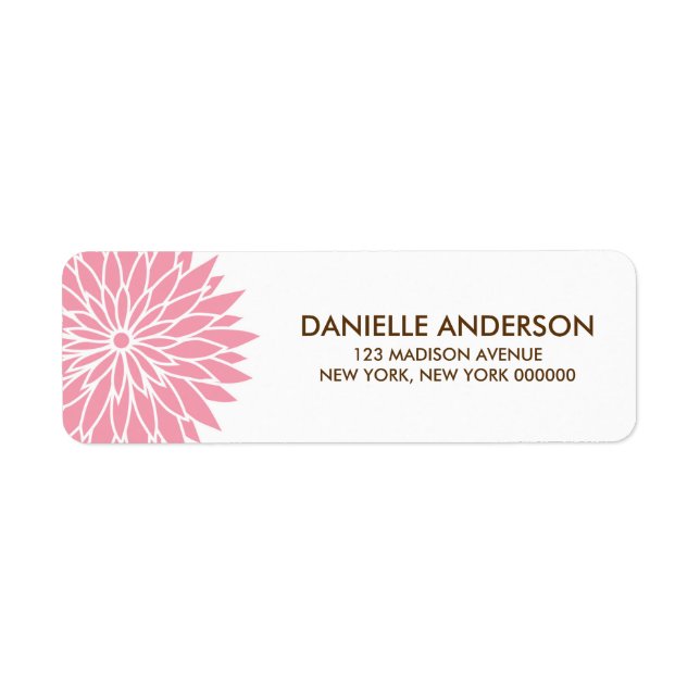 Pink Flower Address Return Labels (Front)