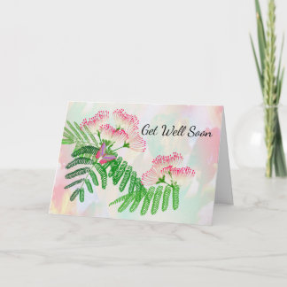 Pink Flower and Butterfly Get Well Card