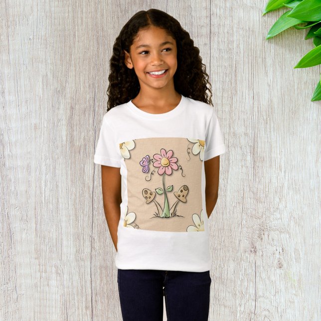 Pink Flower And Mushrooms T-Shirt (Creator Uploaded)
