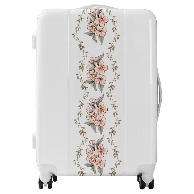  Pink Flower and Vine | Shabby Chic Luggage (Front)