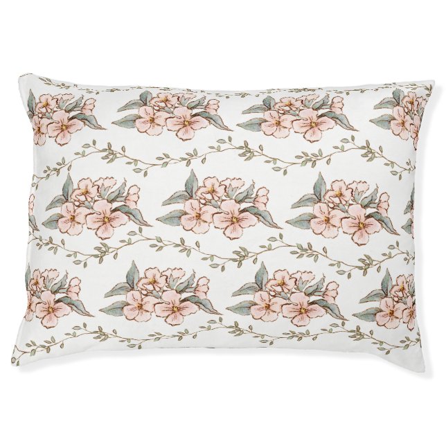 Pink Flower and Vine | Shabby Chic Pet Bed (Front)
