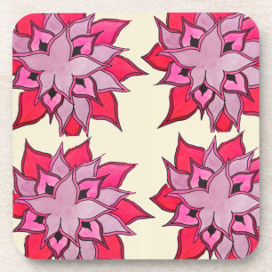 Pink flower art floral pattern coaster