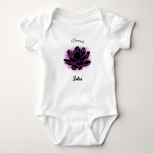 pink flower _ baby bodysuit customizable name