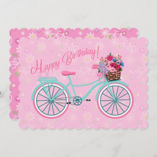 Pink Flower Basket on Bicycle Birthday