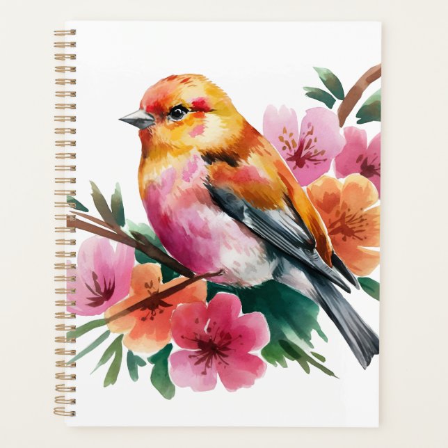 Pink Flower Bird Planner (Front)