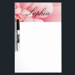 Pink Flower & Black Script Name Dry Erase Board<br><div class="desc">Personalize black script name on pink flower.</div>