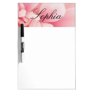Pink Flower & Black Script Name Dry Erase Board