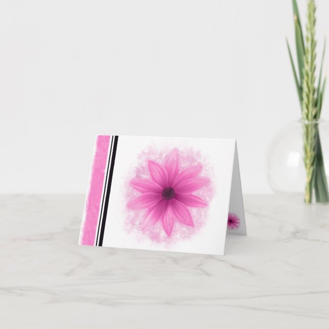 Pink flower blank note card (Front)