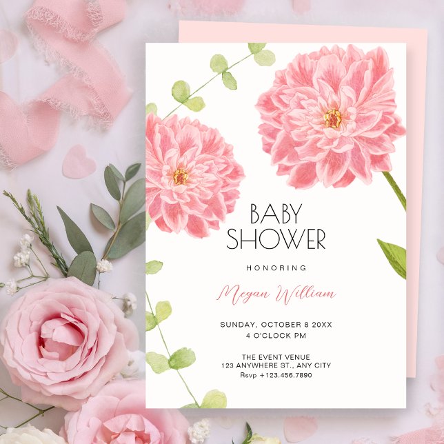 Pink flower bloom baby shower  invitation (Creator Uploaded)