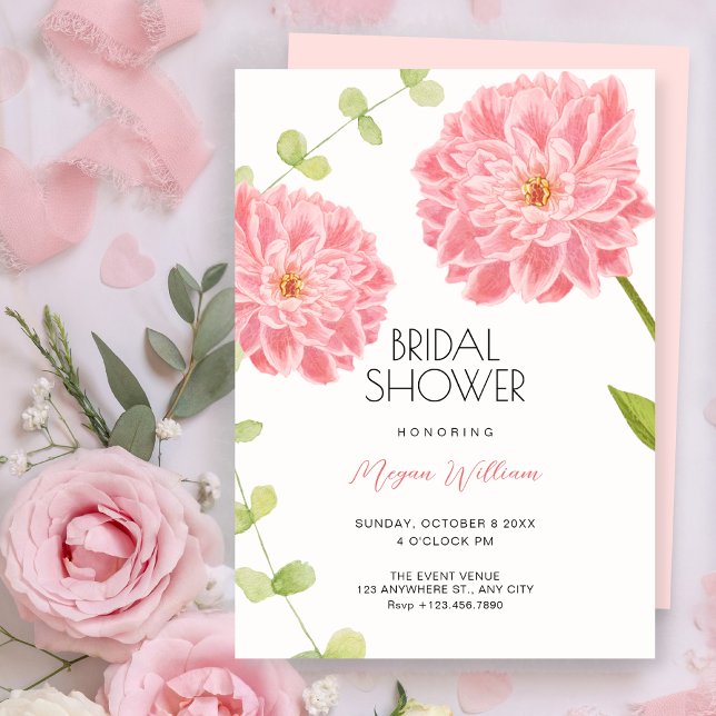 Pink flower bloom bridal shower  invitation (Creator Uploaded)