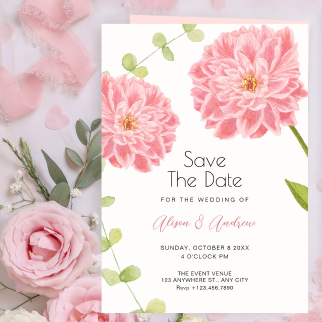 Pink flower bloom wedding save the date (Creator Uploaded)