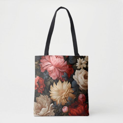 Pink flower blooms and leaves tote bag