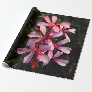 Pink Flower Blossom Linen Wrapping Paper