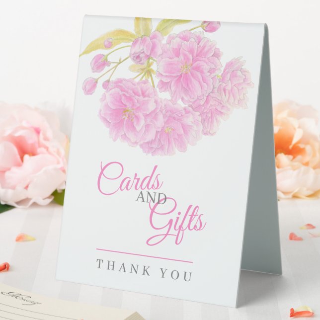 Pink flower blossom wedding sign cards and gifts (In SItu (Wedding))