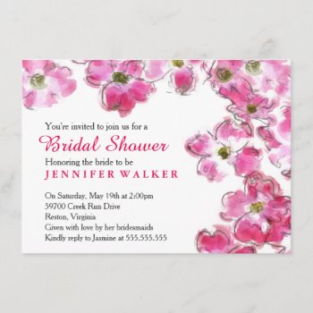 Pink Flower Blossoms Bridal Wedding Shower Party Invitation by bridalwedding at Zazzle