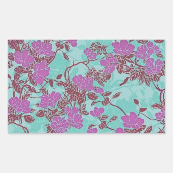 Pink Flower Blossoms Rectangular Sticker by LeFlange at Zazzle