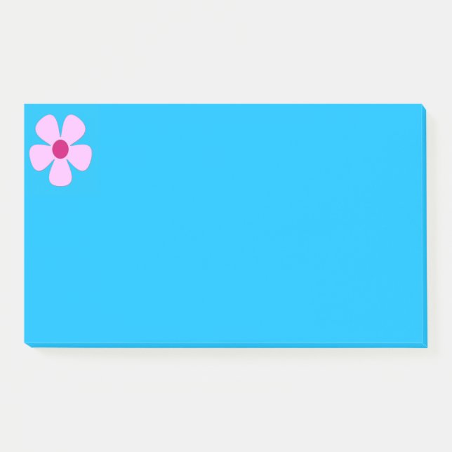 Pink Flower Blue Post-It Notes (Front)