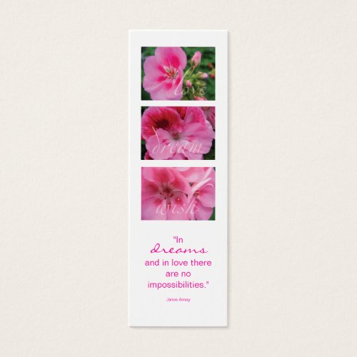 Pink Flower Bookmark Gift Business Card
