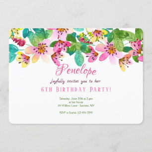 Pink Flower Border Invitation