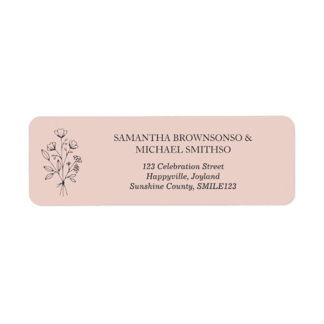 Pink Flower Bouquet Floral Wedding Label