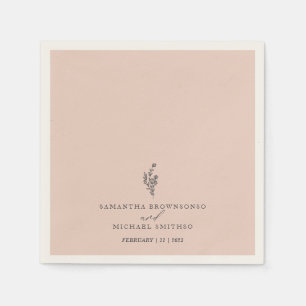 Pink Flower Bouquet Modern Wedding Napkins