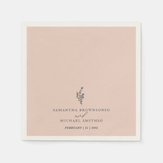 Pink Flower Bouquet Modern Wedding Napkins