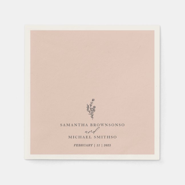 Pink Flower Bouquet Modern Wedding Napkins