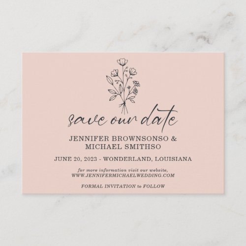 Pink Flower Bouquet Save the Date Enclosure Card