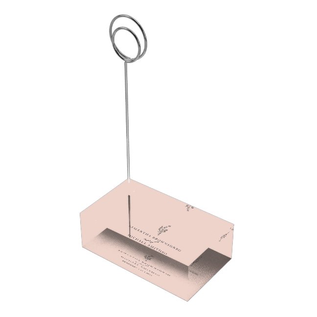 Pink Flower Bouquet Simple Decor Wedding Place Card Holder