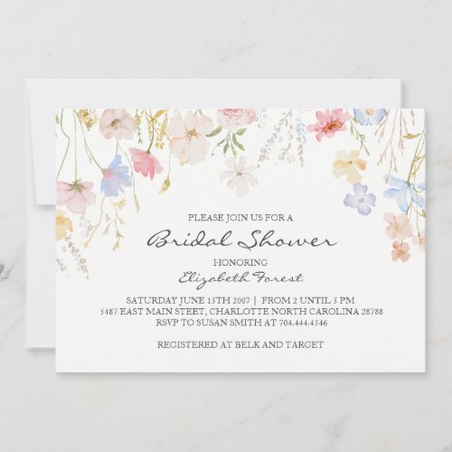 pink flower bridal shower invitation