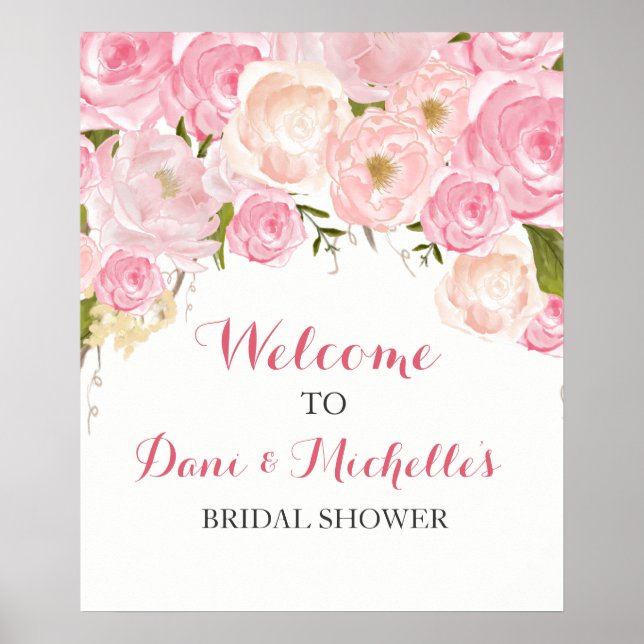 pink flower bridal shower SIGN (Front)
