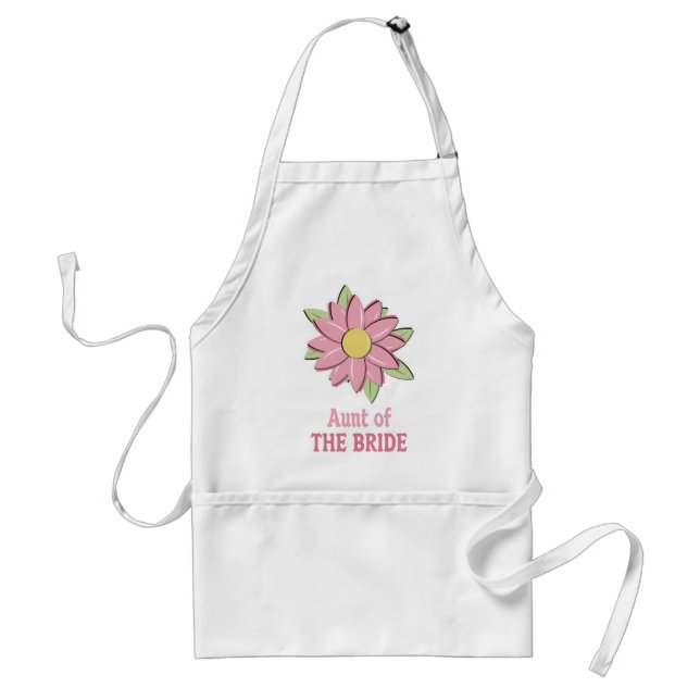Pink Flower Bride Aunt Adult Apron (Front)