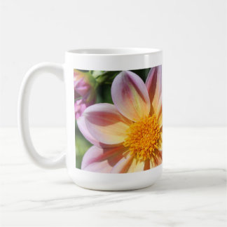 pink flower, bright yellow center - macro photo coffee mug
