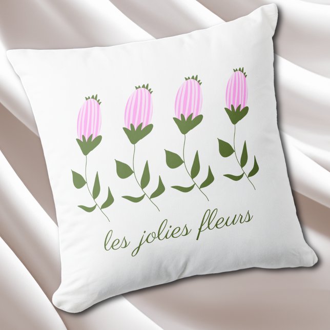 Pink Flower Bud Throw Pillow (Creator Uploaded)