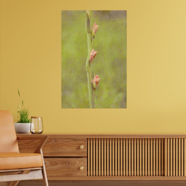 Pink Flower Buds Gladiolus Art Poster (Living Room 2)