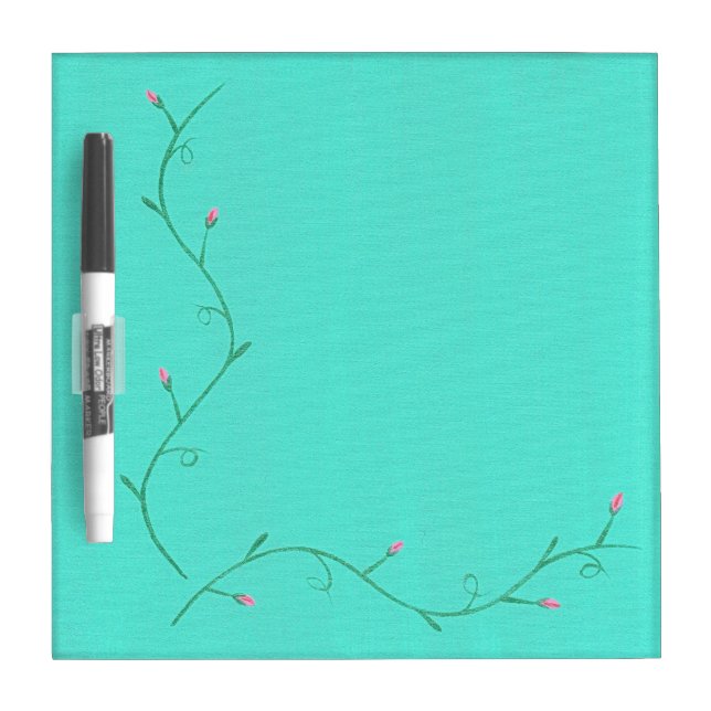 Pink Flower Buds on a Vine Dry Erase Board (Front)