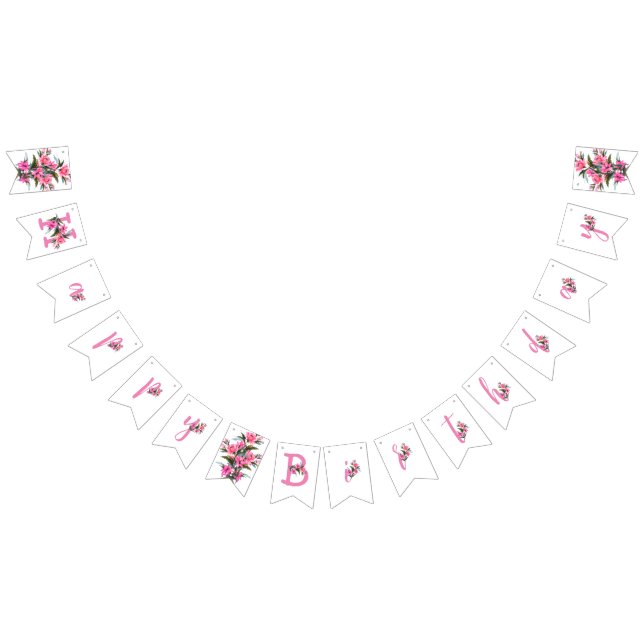 Pink flower bunting flags (All)