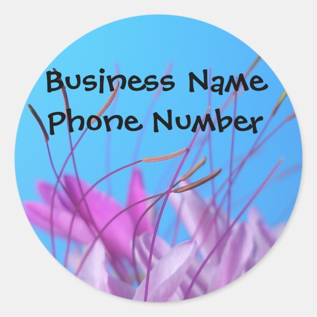 Pink Flower Business Reminder Classic Round Sticker (Front)