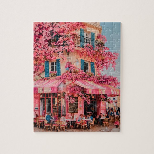 Pink Flower Café Puzzle–Blooming Paradise in Pink Jigsaw Puzzle (Vertical)