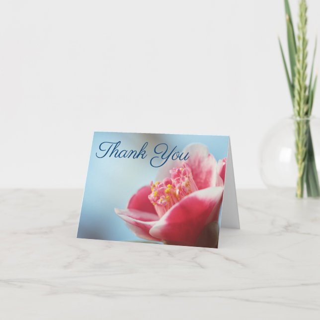 Pink Flower Camelia Thank You Notes (Front)