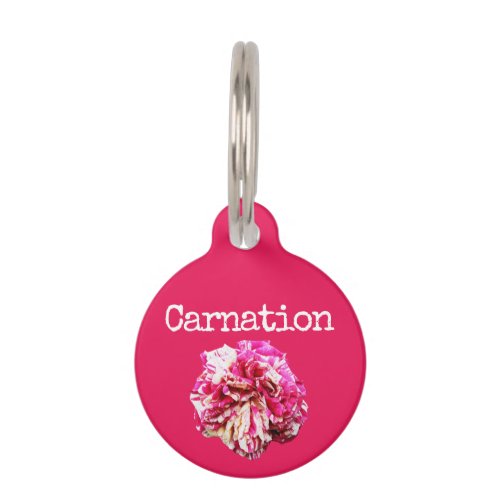 Pink Flower Carnation Pet ID Tag