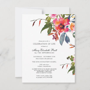Pink Flower Celebration of Life Invite